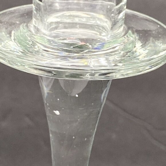 Studio Hand Blown Clear Glass Taper Candle Holder Set Of 2 Graduating 10.5”9.75” - Picture 6 of 11